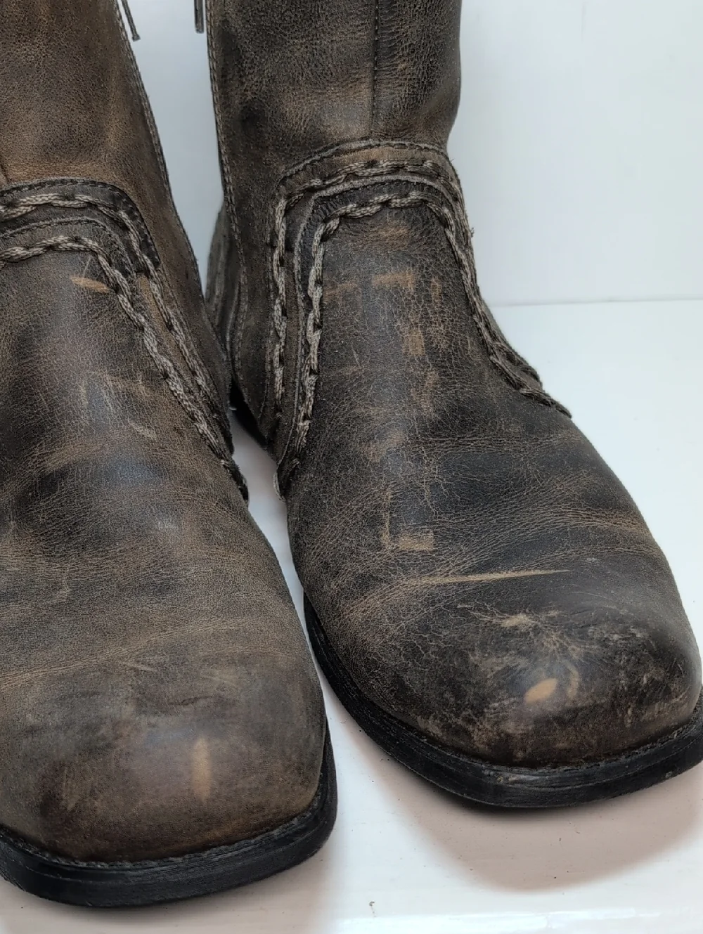 BED|STU revolution Distressed Brown Leather zip Ankle Boots mens size 10 EU 43